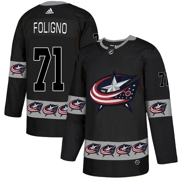 Men Columbus Blue Jackets #71 Foligno Black Adidas Fashion NHL Jersey